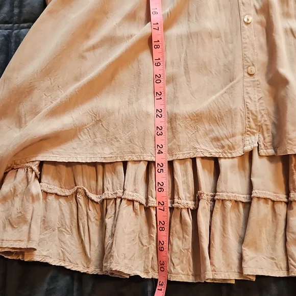 Solitaire by Ravi Khosla Peach Boho Embroidered Dolman Sleeve Button-Down, M - Picture 10 of 11